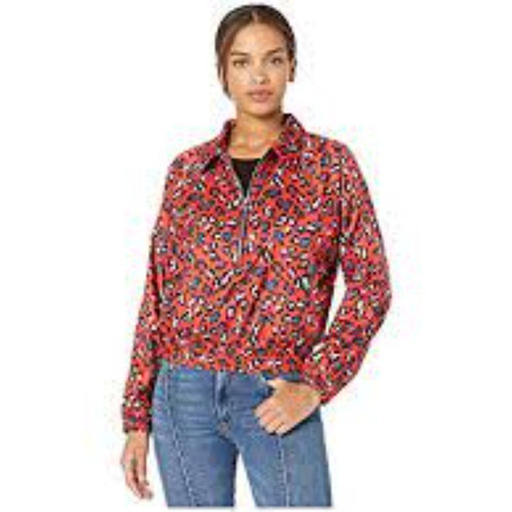 Juicy Couture Psycho Red Hyper Leopard Nylon Summer Track Jacket Size M